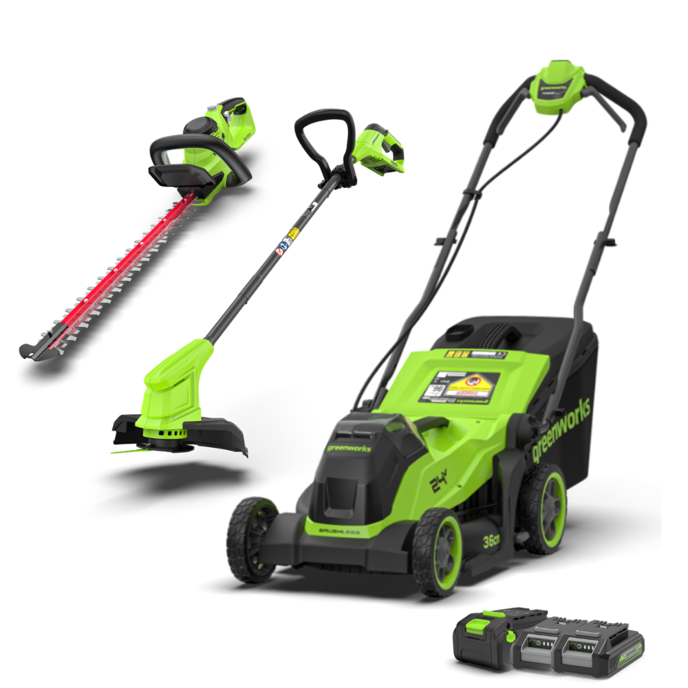POWERALL 24V Lawn Mower 36cm + Grass Trimmer 25cm + Hedge Trimmer 56cm Set