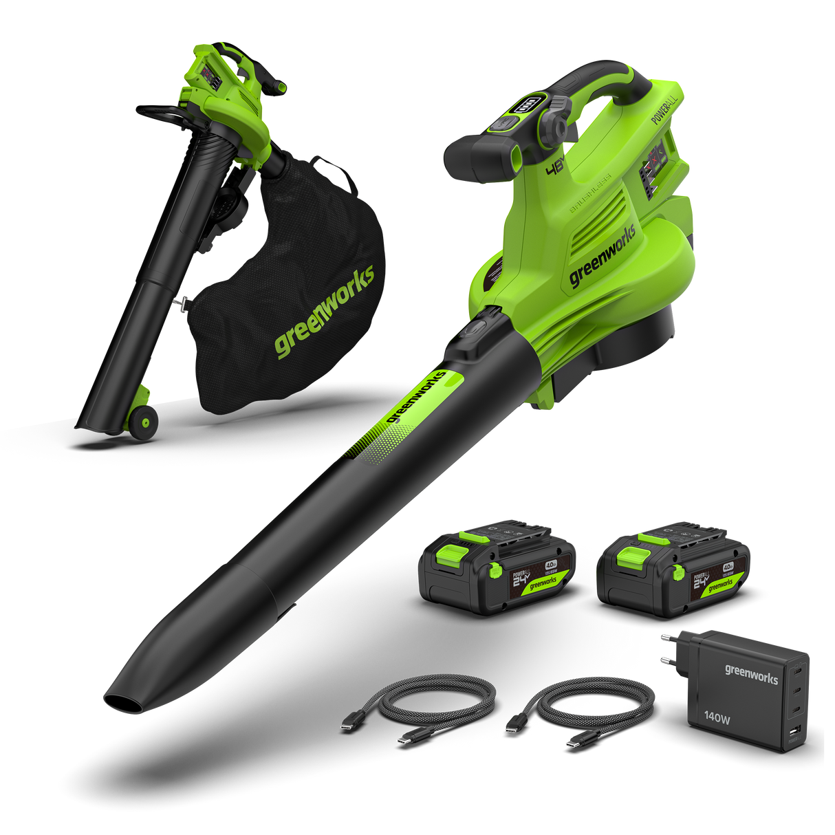 POWERALL 48V (24V x 2) Leaf Blower / Vacuum 386 km/h Gen. II - 2 x 4Ah Battery