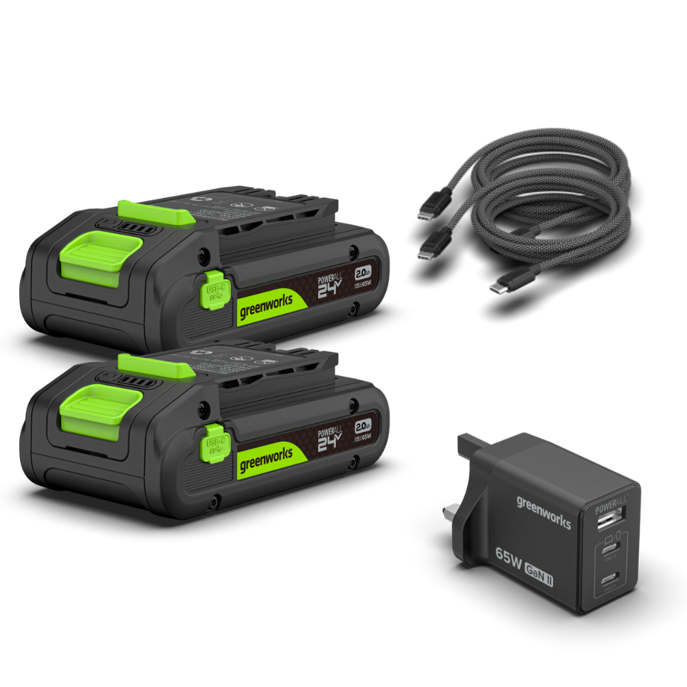 POWERALL 24V Starter Kit 2x 2Ah USB-C Batteries + 65W Charger