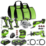 POWERALL 24V 8-Piece Power Tool Combo Set - 3 Batteries