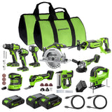 POWERALL 24V 10-Piece Power Tool Combo Set - 3 Batteries