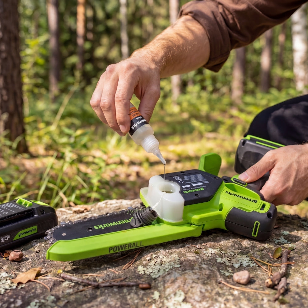 POWERALL 24V Mini Chainsaw 15cm Gen. II with Extension Pole - 2Ah Battery