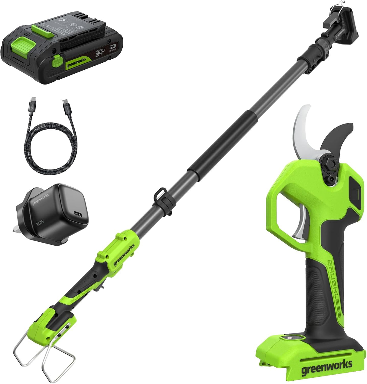 POWERALL 24V Pruning Shear with Extension Pole - 2Ah Battery