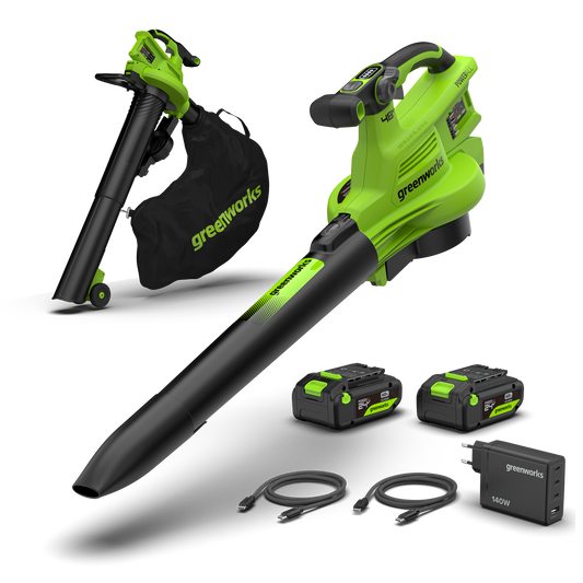48V (24V x 2) Leaf Blower / Vacuum 386 km/h Gen. II - 2 x 4Ah Battery