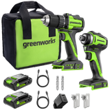 POWERALL 24V Drill Driver + Impact Driver Set - 2x 2Ah Batteries