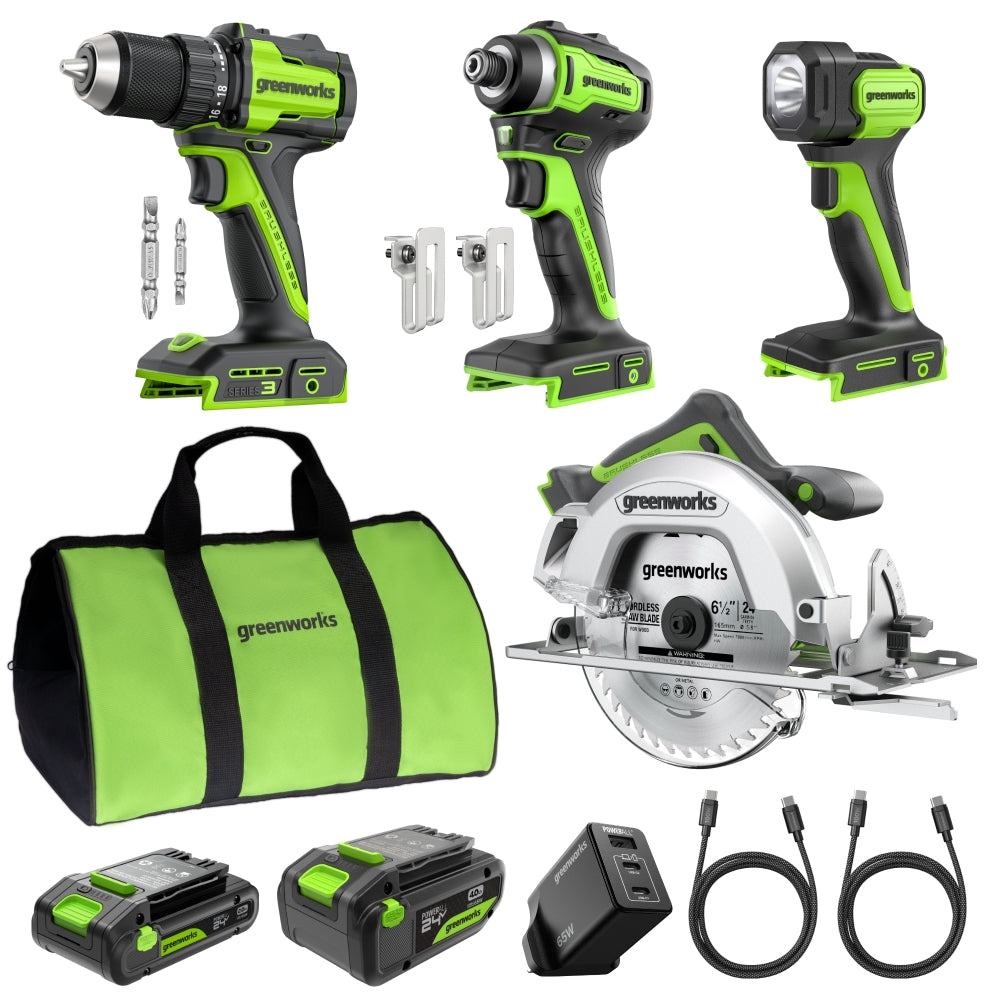 POWERALL 24V 4-Piece Power Tool Combo Set - 2 Batteries