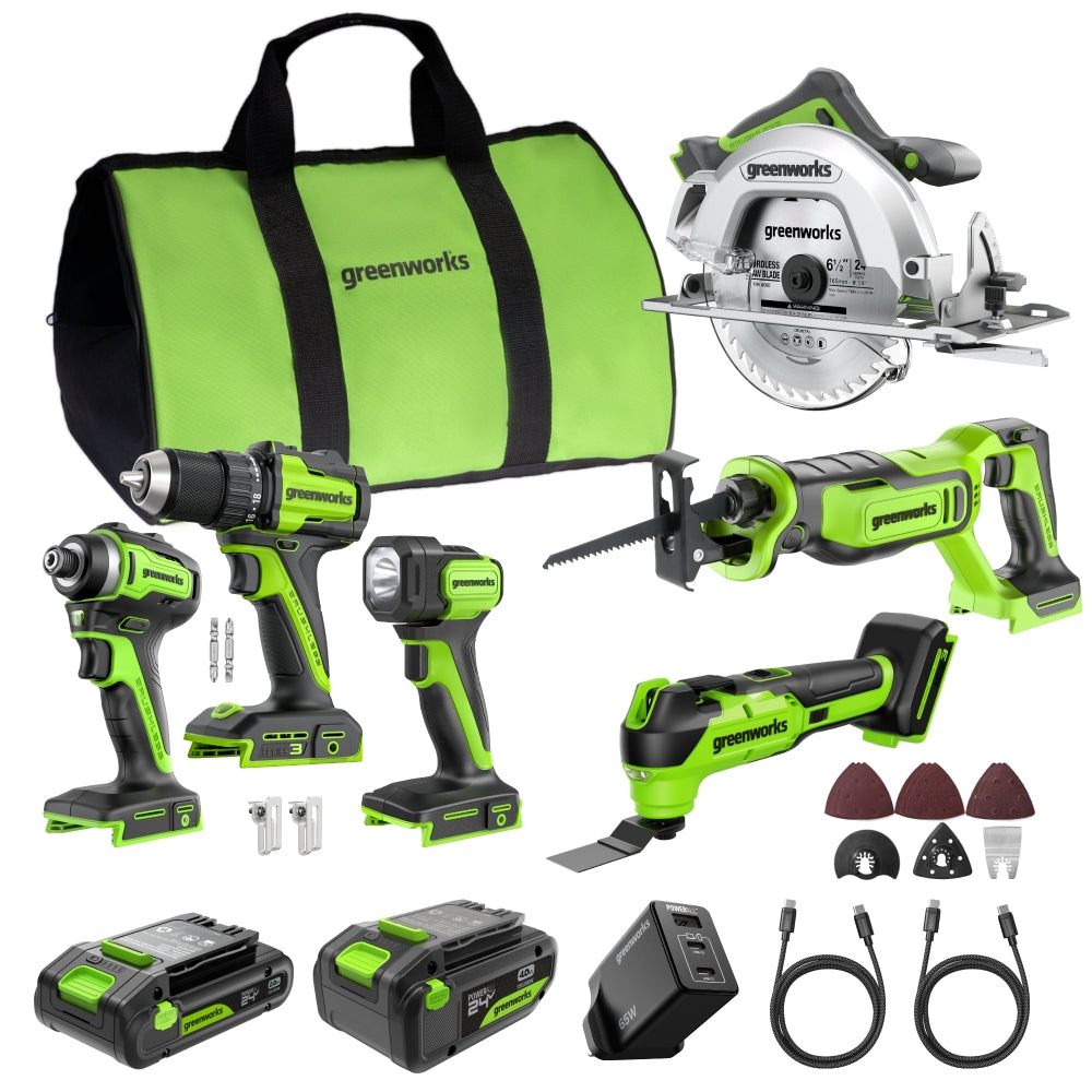 POWERALL 24V 6-Piece Power Tool Combo Set - 2 Batteries