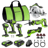 POWERALL 24V 6-Piece Power Tool Combo Set - 2 Batteries