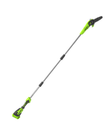 A green and black 40V cordless pole saw with a 20cm blade.