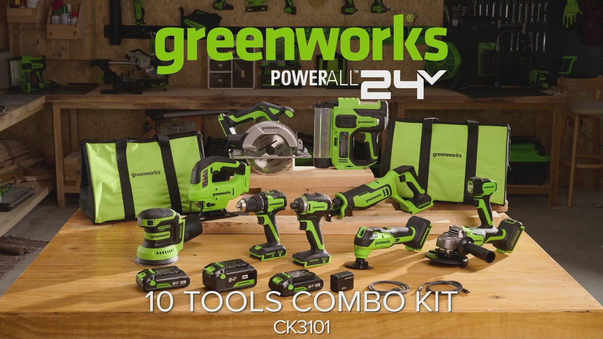 POWERALL 24V 10-Piece Power Tool Combo Set - 3 Batteries